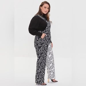 Black and White Floral Overalls
